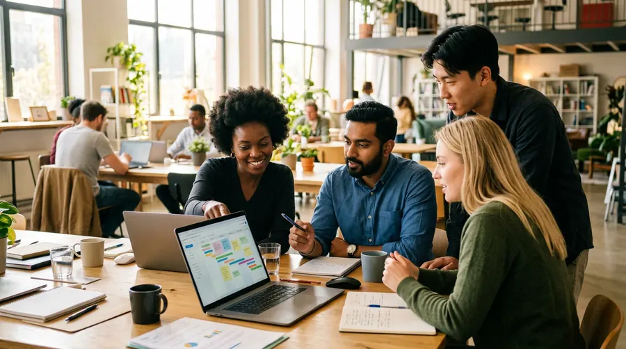 Nano Banana 2 sample for the Diverse team at work prompt